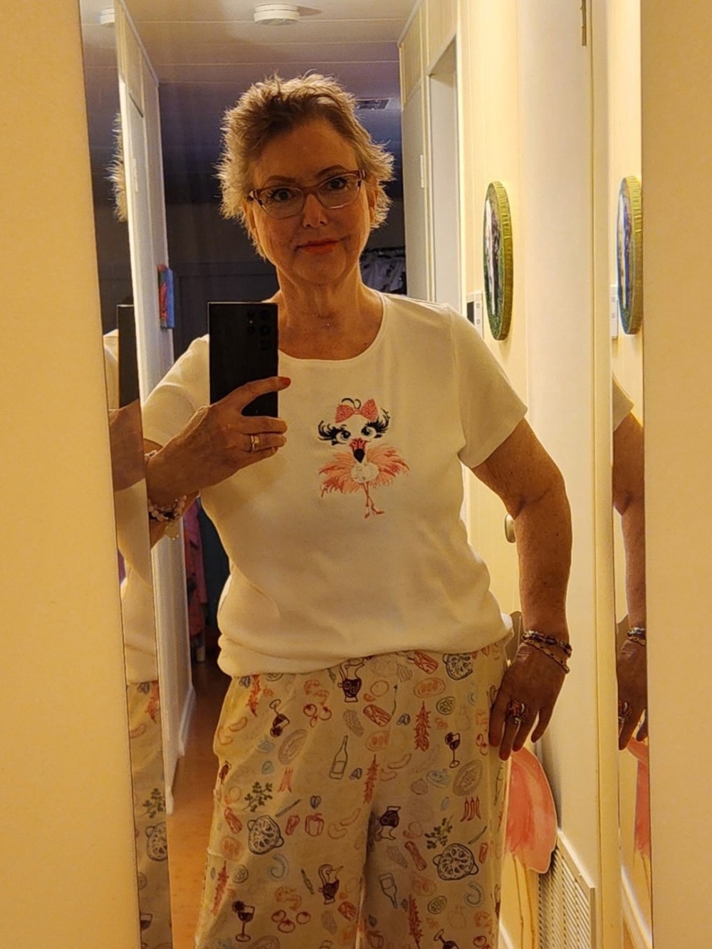 Flamingo Embroidered Tee dazzled super cute made to order S M L XL